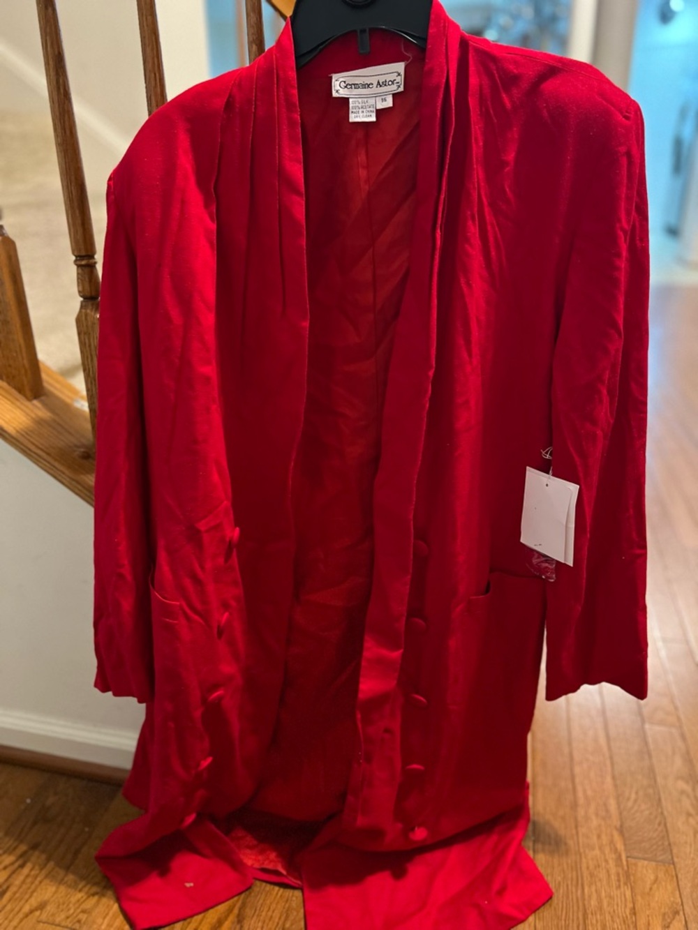 Vintage Red Open-Front Satin Trench Dress/Duster Look